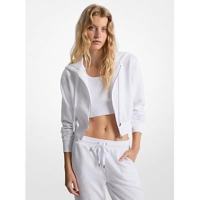 Michael Kors Logo Jacquard Charm Jacquard Cropped Zip-Up Hoodie White XS