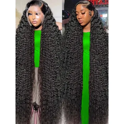 250 Density 30 40 46Inches HD Deep Wave 13x6 Curly Lace Front Human Hair Wig Wet & Wavy Water Wave Lace Frontal Wigs For Women