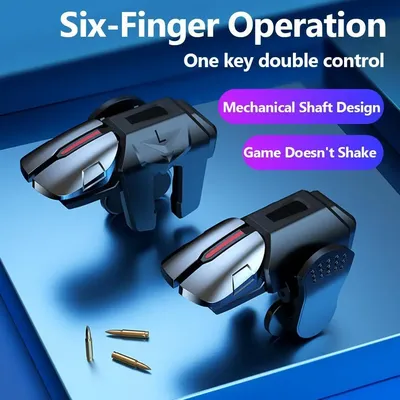 Mobile Phone Game Trigger Gamepad Joystick 6-Finger Aim Shooting E-sports Game Fingertips For