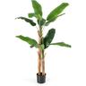 Costway - Albero di Banana Artificiale Alto 165/195 cm, Albero di Banana Finto con 10/27 Grandi