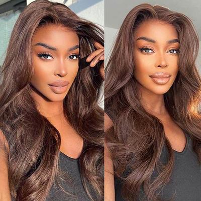 Human Hair 13x6 Lace Front 13x4 Lace Front Wig Free Part Brazilian Hair Body Wave Straight Light Brown Wig 130% 150% 180% Density with Baby Hair 100% Virgin Glueless Pre-Plucked For wigs for black