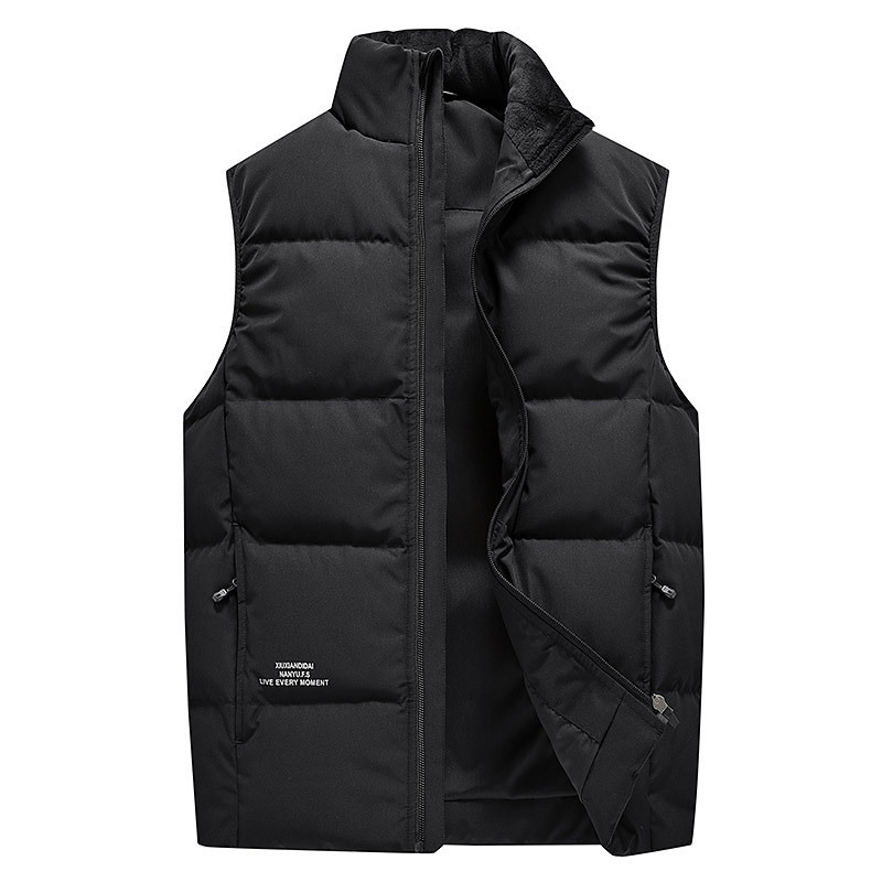 Men's Down Vest Daily Casual Spring Fall Pocket Polyester Comfortable Solid Color Zipper Stand Collar Black Pink Red Purple Vest