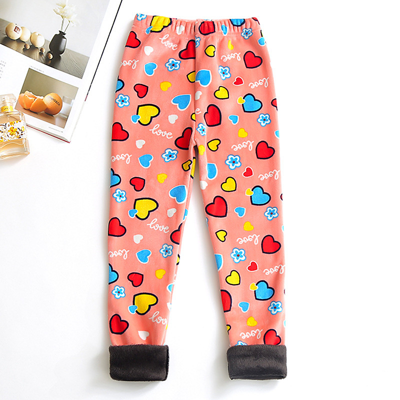 Kids Girls' Leggings Heart Active Outdoor 7-13 Years Fall Leopard Print Navy blue dots Colorful hearts