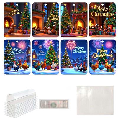 5pcs Christmas Money Holders for Cash,Christmas Money Holders Gift,FunnyChristmas Wallet,Happy Santa Christmas Money Dispenser, with Blessing Christmas Tree Charm Hanging
