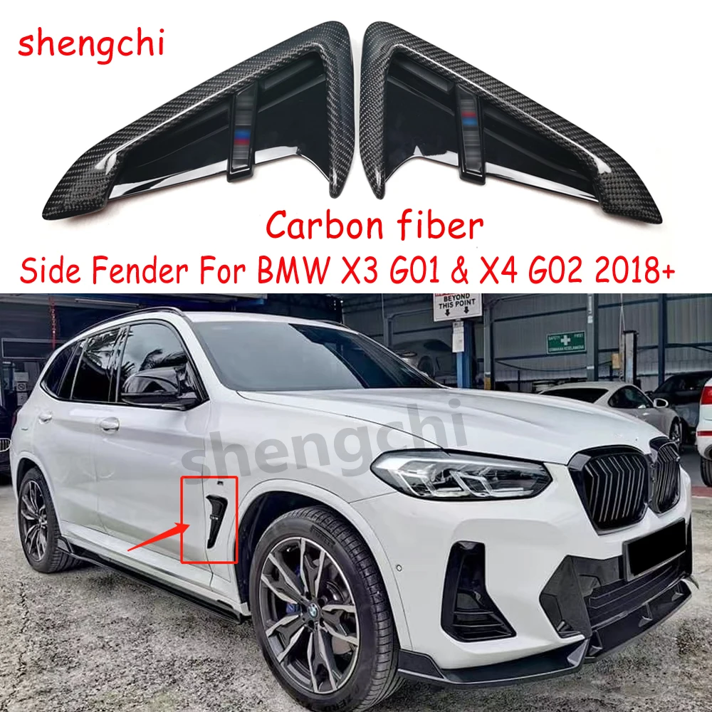 G01 G02 parafango laterale nero lucido in ABS/fibra di carbonio per BMW X3 X4 G01 G02 X3M X4M F97 F98 presa d'aria laterale copertura Trim 2018 +
