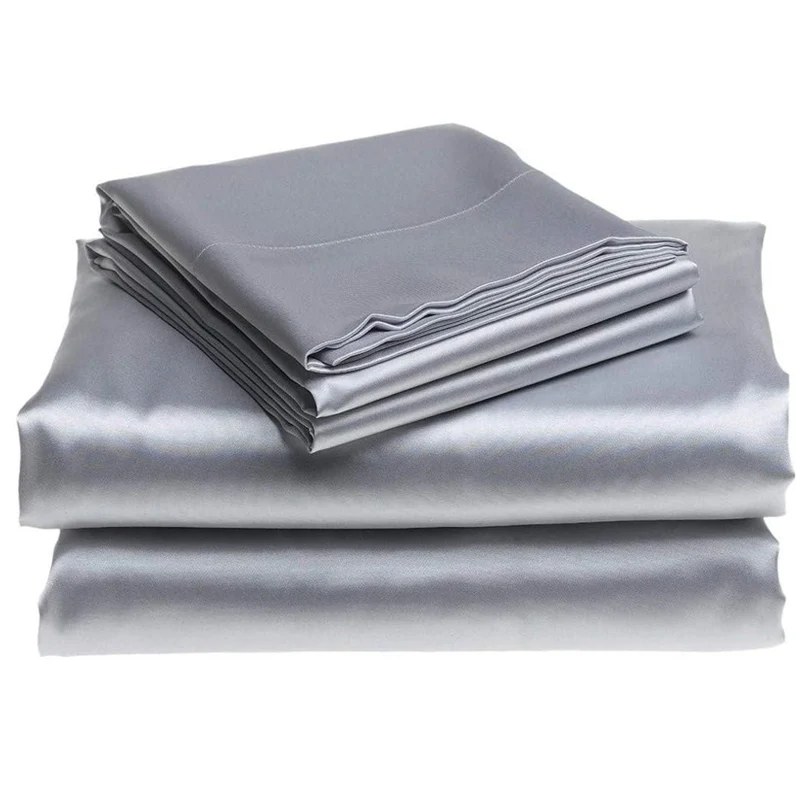 Set di Lenzuola in Seta di Gelso 100% (4/6 Pezzi), Set Biancheria da Letto Tinta Unita, Lenzuolo con Angoli, Lenzuolo Piatto e Federe di Lusso, Morbido e Lavabile