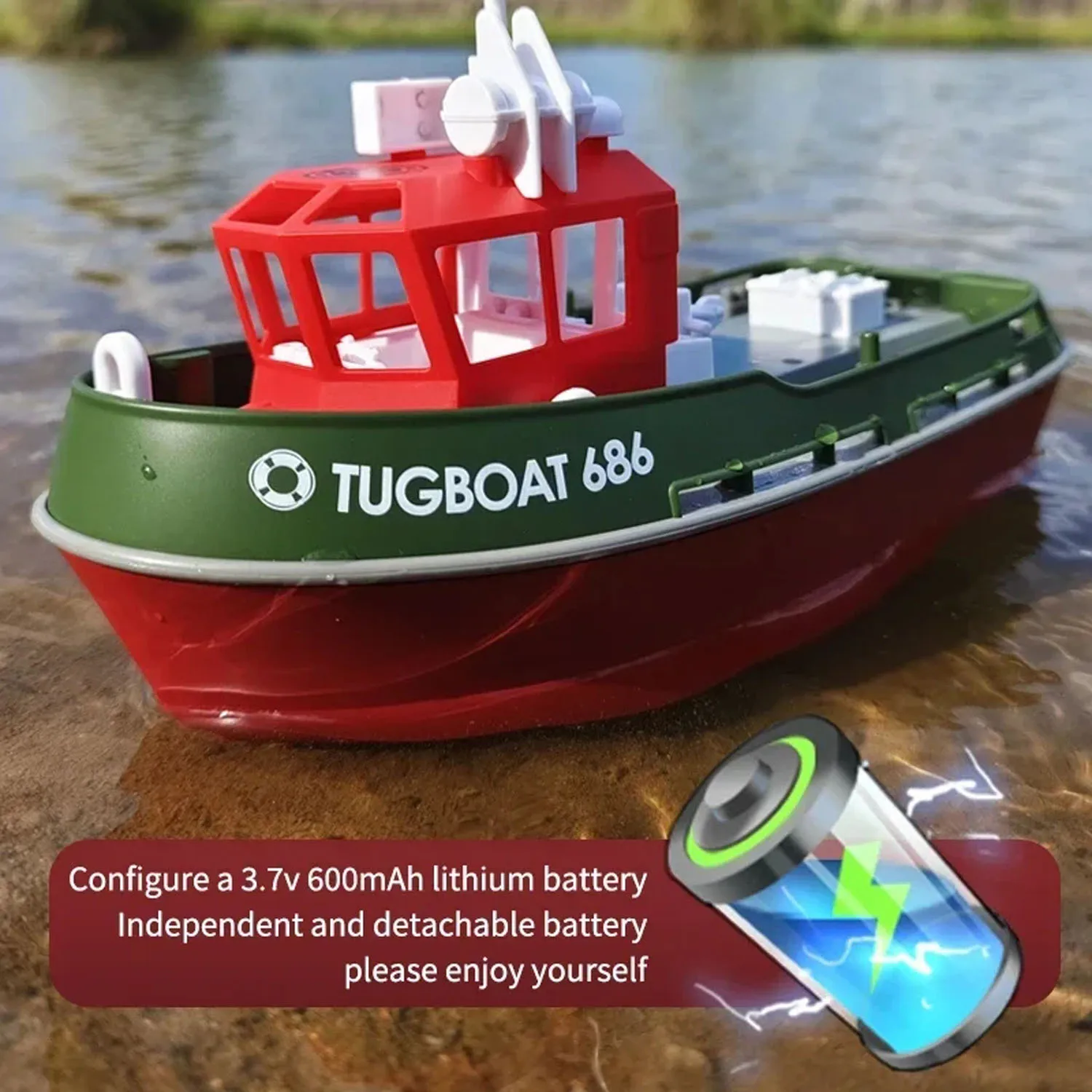 2.4G RC Mini Boats Toys RTR Heng Long 1/72 Scale RC Tugboat Long Range Wireless Remote Control Tugboats Model Servo Motor Gifts