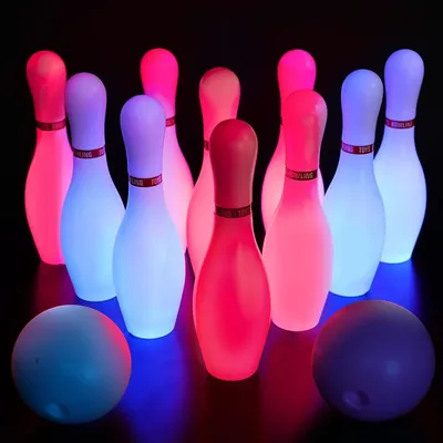 Light Up Bowling Set Bowling Pins Games for Kids Toddler Bowling Ball Set Glow in The Dark Games