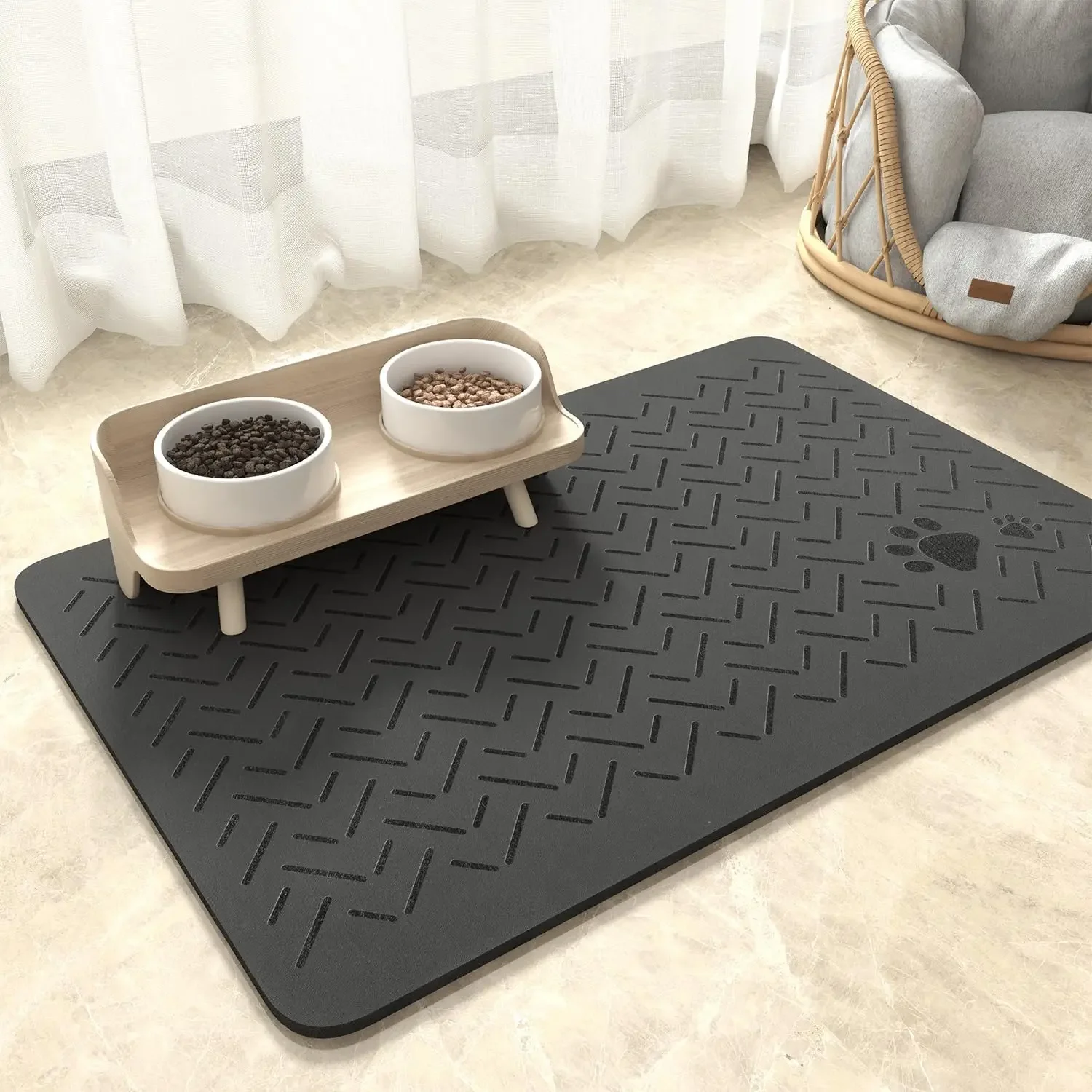 Tapis d'alimentation absorbant pour animaux de compagnie, sans taches, à séchage rapide, pour bol de nourriture et d'eau, support en caoutchouc, tapis de nourriture pour chiens pour buveurs en