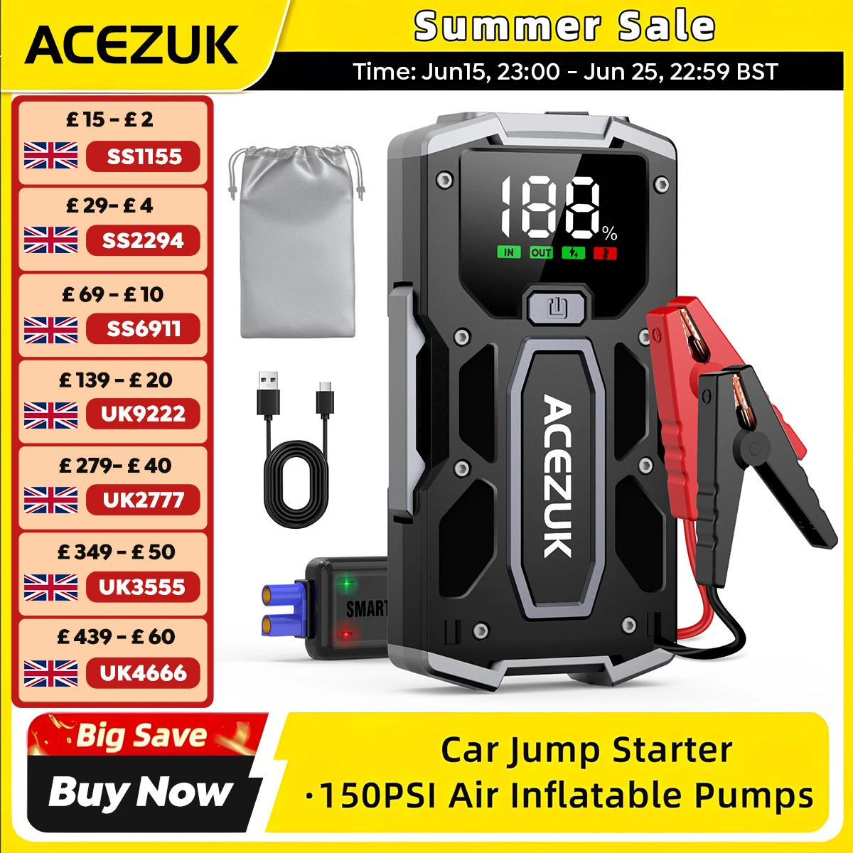 Démarreur de saut de voiture Portable 12800mAh 3000A, batterie externe 12V, Booster de batterie de voiture, dispositif de démarrage, démarreur de voiture essence et Diesel