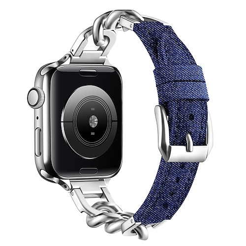 Solo-Loop Kompatibel mit Apple Watch Armband 38mm 40mm 41mm 42mm 44mm 45mm 49mm Damen Verstellbar Edelstahl Stoff Ersatzarmband für iwatch Ultra 2 Series 9 8 7 SE 6 5 4 3 2 1 Image