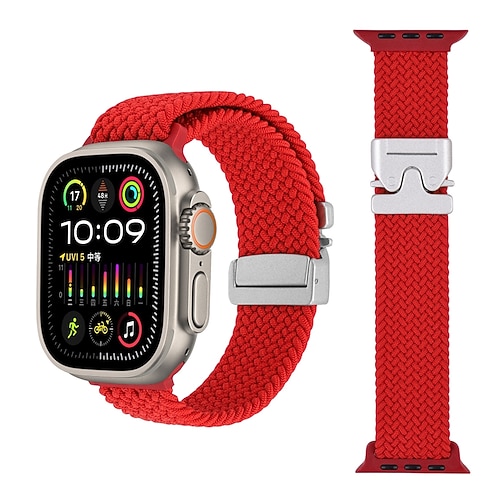 Sportarmband Kompatibel mit Apple Watch Armband 38mm 40mm 41mm 42mm 44mm 45mm 49mm Geflochten Verstellbar Stoff Ersatzarmband für iwatch Ultra 2 Series 9 8 7 SE 6 5 4 3 2 1 Image