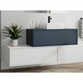 Mobile per bagno sospeso con lavabo singolo e due cassetti Blu notte e Bianco - TEANA II