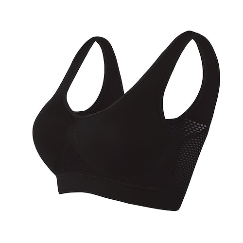 Damen BH-Oberteil Unterwäsche BH-Top Bequem Atmungsaktiv Stoßfest Herausnehmbare Polsterung Drahtlos Einfach Sport Sportkleidung Dunkelviolett Schwarz Yoga Fitness Leger Image