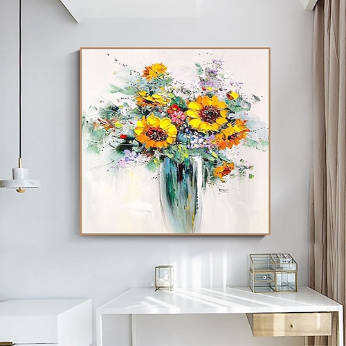 Mintura handgefertigte Blumen-Ölgemälde auf Leinwand, Wandkunst, Dekoration, modernes abstraktes Bild für die Inneneinrichtung, gerolltes, rahmenloses, ungedehntes Gemälde Image