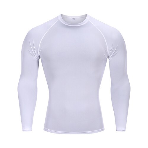 Herren Lauf-T-Shirt Kompressionsshirt Langarm T-Shirt Lässig Athleisure Frühling Herbst Einfarbig Schnelltrocknend Atmungsaktiv Fitnesstraining Gehen Joggen Sportbekleidung Sportkleidung grün Image