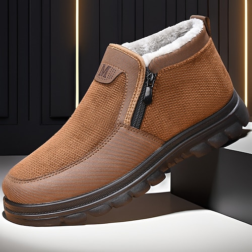 warme Herren Winterstiefeletten mit Fleecefutter und seitlichem Reißverschluss – bequeme, rutschfeste Outdoorschuhe für kaltes Wetter Image