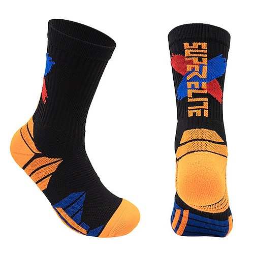 Sportsocken laufsocken 1 Paar Farbblock Herren Socken Rutschfest Atmungsaktiv Schweißableitend Komfortabel Fitnesstraining Fussball Laufen Joggen Radsport Sport Farbblock Modisch Polyester Wei Image