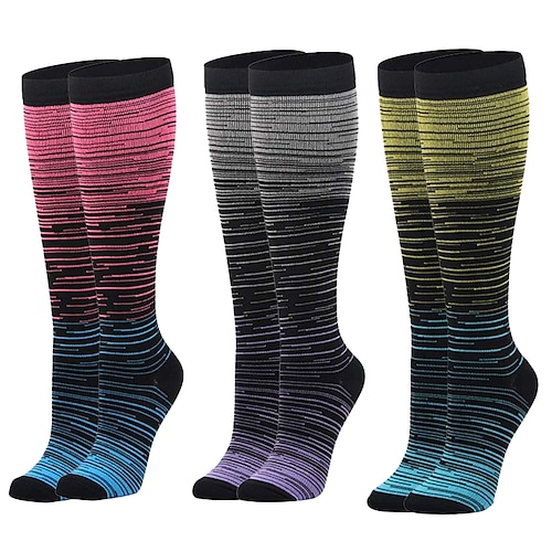 Yoga Socken 3 Paare Herren Damen Kompressionssocken Rutschfest Atmungsaktiv Schweißableitend Komfortabel Fitnesstraining Basketball Fussball Laufen Joggen Sport Mehrfarbig Modisch Polyester Image