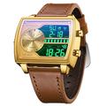 SANDA Herren Digitale Uhr Mode Freizeit Armbanduhr Stoßfest Leuchtende Stoppuhr Wecker Countdown Stahl Leder Uhr