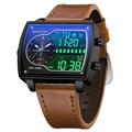 SANDA Herren Digitale Uhr Mode Freizeit Armbanduhr Stoßfest Leuchtende Stoppuhr Wecker Countdown Stahl Leder Uhr