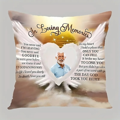 Benutzerdefinierter Gedenk Kissenbezug Foto Kissenbezug Wurfkissen Mitgefühl Geschenk Personalisierte Gedenkgeschenke In liebevoller Erinnerung Image