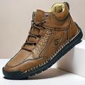 stivali casual da uomo alti in similpelle con cuciture, suola resistente e design con lacci: perfetti per le avventure all'aria aperta e per il comfort quotidiano