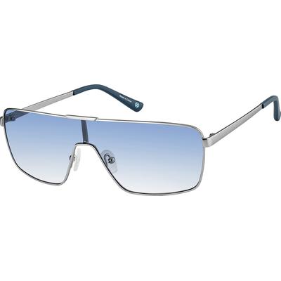 Zenni Men's Vintage Oval Sunglasses Silver Stainless Steel Full Rim Frame