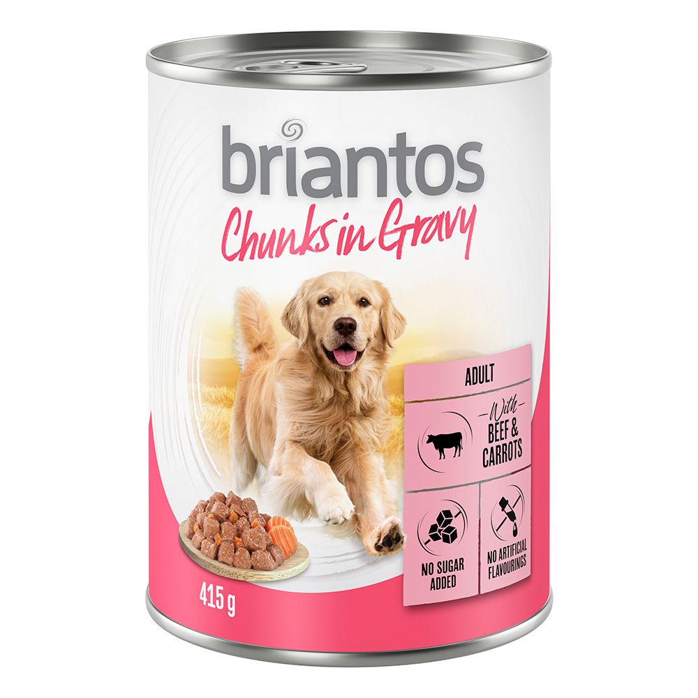 24x415g Beef & Carrots Chunks in Gravy Briantos Wet Dog Food