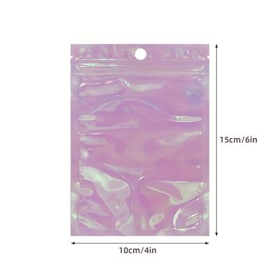 TEMU Pack Of 50 Iridescent Film Ziplock Bags, Laser Ziplock Bags - Translucent Gift Packaging For Earrings, Jewelry Gifts, And More!