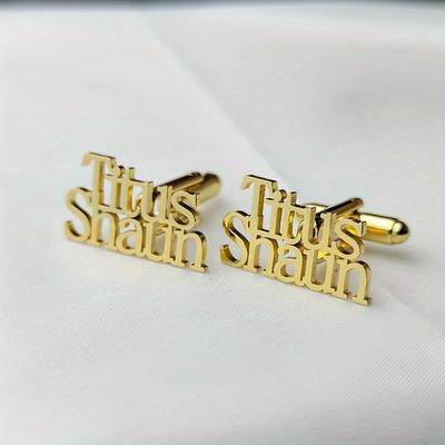 TEMU [customer ] Personalized Steel Cufflinks For - , Men' , English