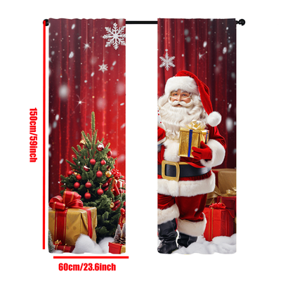 TEMU 2pcs/set Christmas Curtains, , , Washable, , Ventilated, To , For , Kitchen, & Decor, , , Dimming, Theme, Image