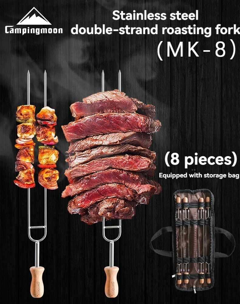 Campingmoon MK-8 camping edelstahl grill gabel mit zuckerwatte bbq stick geräuchertes feuer bbq hot dog bbq gabel