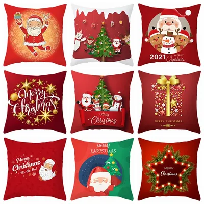 45 * 45 cm roter Frohe Weihnachten Kissenbezug Kissenbezug 2024 Weihnachtsdekorationen für Zuhause Image