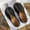 Luxus Leder Casual Schwarz Flats Damen Schuhe Flache Runde Kappe Damen Schuhe Mokassins Slip On