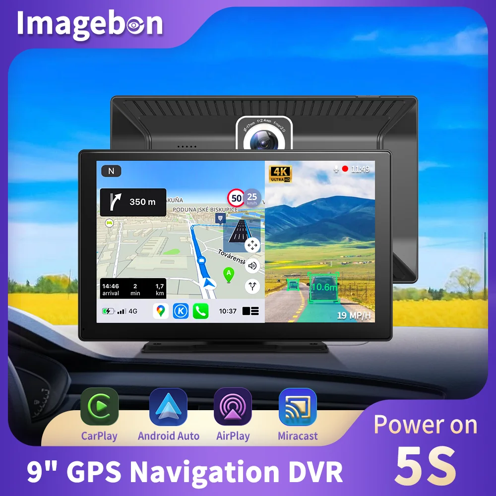 Image bon 9 "Dash Cam drahtloses Carplay Android Auto Dash Cam Aux Bluetooth Audio BT Telefonanruf Airplay Miracast Dashboard Auto DVR Image