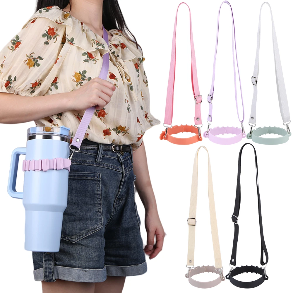 Wasser flaschen halter mit verstellbarem Schulter gurt Wasser flasche Lanyard Freisprech-Wasser flaschen träger für Stanley 30oz 40oz Image