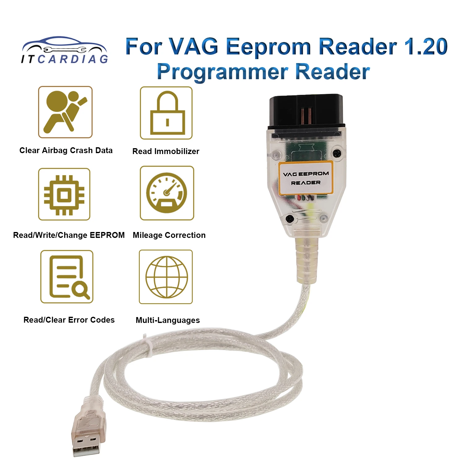 Für VAG Eeprom Programmer Reader 1.20 ITCARDIAG unterstützt Clear Reset Airbag Crash Data Read Write Eeprom Clear Error Codes Image