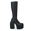Stiefel für Frauen 2022 Knie Hohe Schuhe auf Plattform Heels Punk Stil Herbst Winter Chunky Gothic Plus Größe Sexy Pole dance Luxus