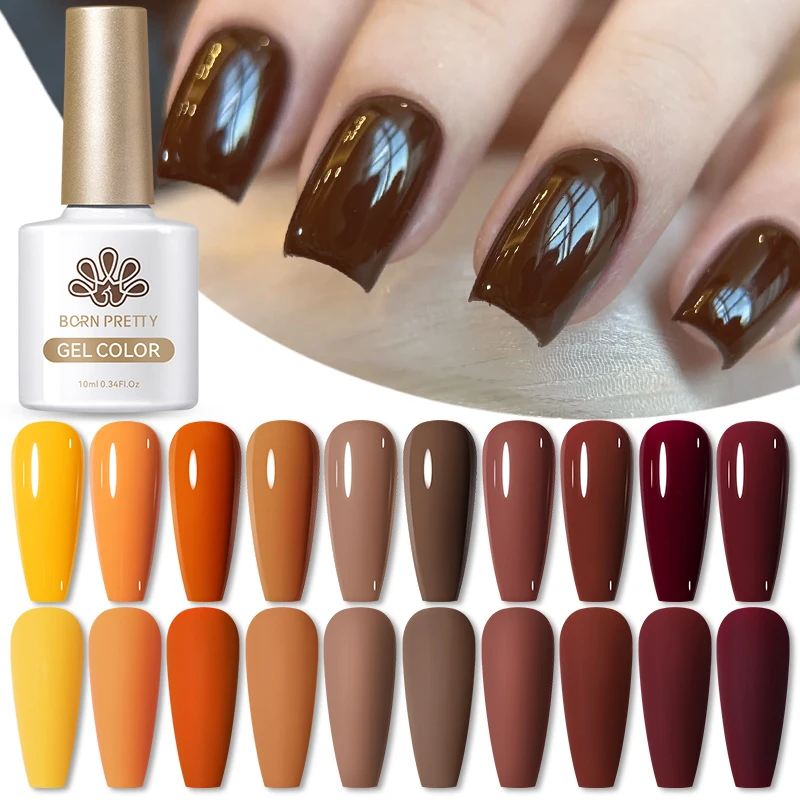 BORN PRETTY 10 ml Kaffeefarben-Gel-Nagellack, braun, rot, Gel, semi-permanentes UV-Gel, Herbst-Winter, Soak Off Nail Art Gel-Lacke
