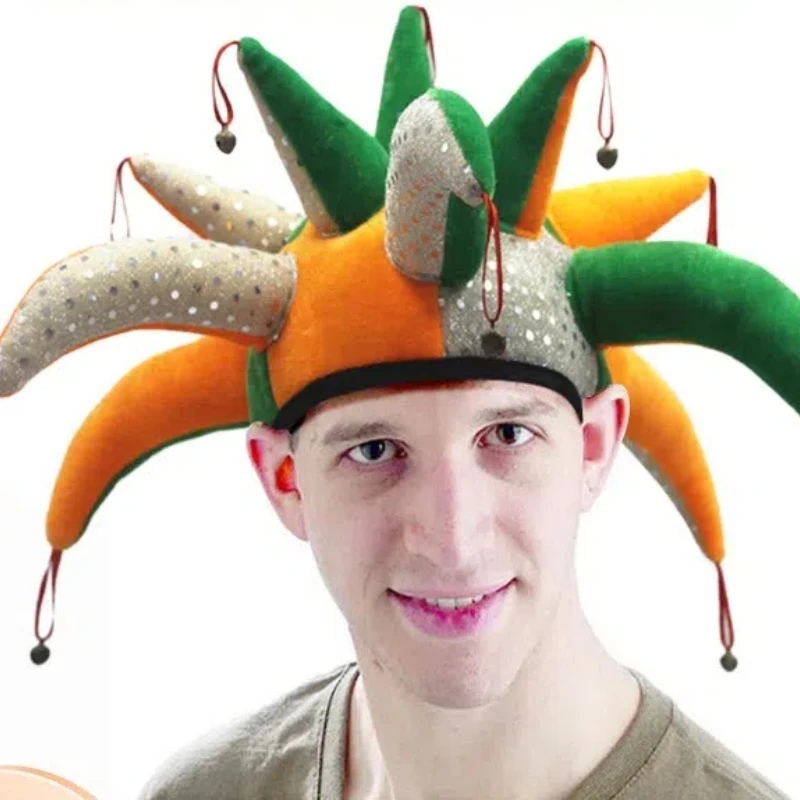Clown Hut Glocke Hut Cosplay Kopf bedeckung Halloween Kostüme für Mann Erwachsene Karneval Party Rollenspiel Party Image