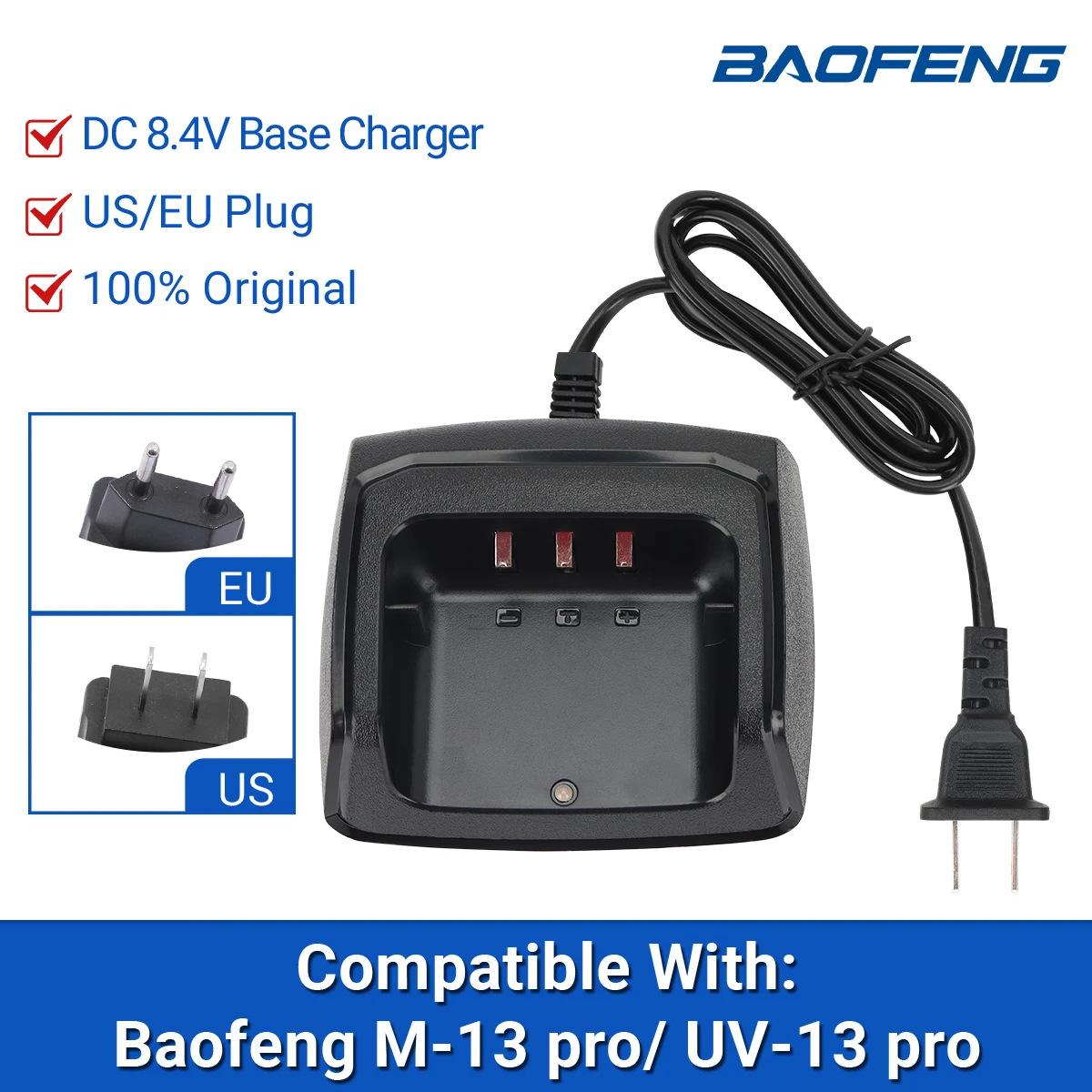 Baofeng UV-13 PRO US/EU Ladegerät Desktop Base Walkie Talkie M-13 PRO mit Kontrollleuchte Image