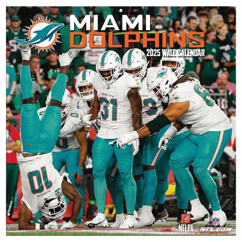 Miami Dolphins 2025 Team-Wandkalender 12x12 Zoll