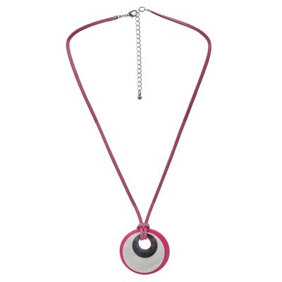 Collierkettchen STEUER "Velourkette pink mit Kunststoff-Anhänger", pink, Halsketten, Damen, 52cm, Metall, L: 52cm, glänzend Image