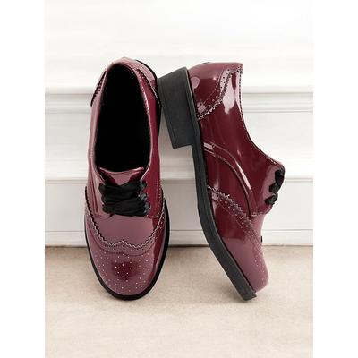 Women's Patent Faux Leather Oxford Shoes – Vintage Style Brogues with Lace-Up Design for Casual and Formal Occasions