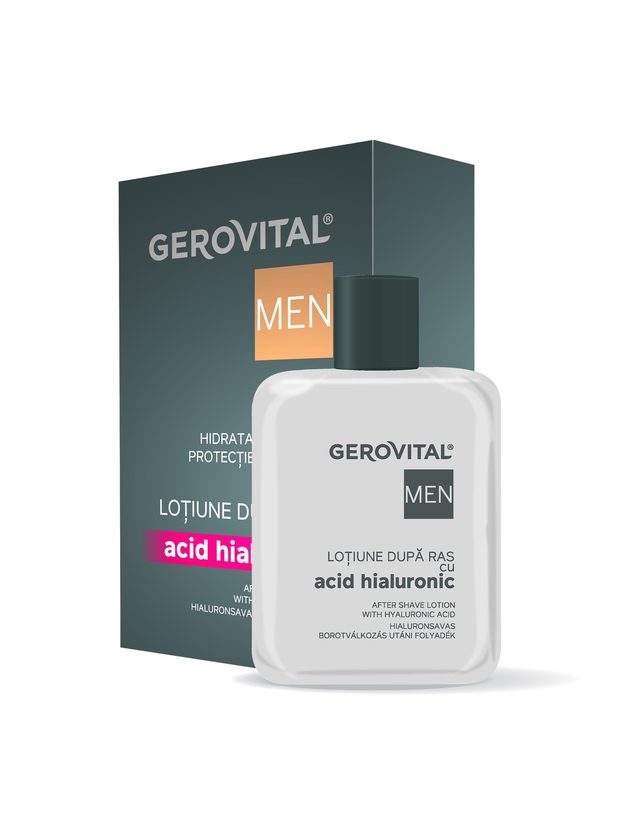 Gerovital Men Lozione Dopobarba Uomo con Acido Ialuronico, 100 ml