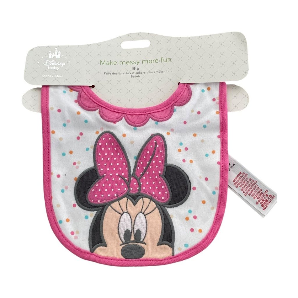 Disney Accessories | Disney Store Disney Baby Minnie Mouse Baby Bib | Color: Pink/White | Size: Os (Baby)