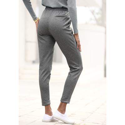 Jogger Pants VIVANCE, Damen, Gr. 38, N-Gr, grau (grau gestreift), Stoff, Obermaterial: 78% Polyester, 20% Viskose, 2% Elasthan, gestreift, casual, figurumspielend knöchelfrei, Hosen, mit Streifenmuster, Schlupfhose, schmaler Schnitt Image
