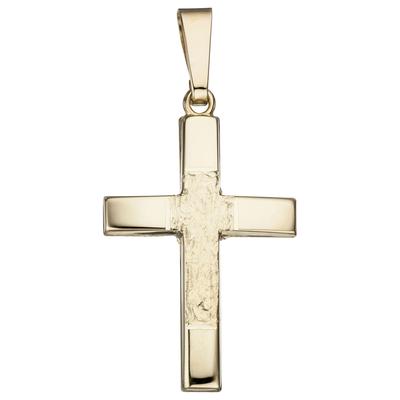 Kreuz-Anhänger JOBO "Anhänger Kreuz", gelb (gelbgold 585), Schmuckanhänger, Damen, Gelbgold 585, 585 Gold