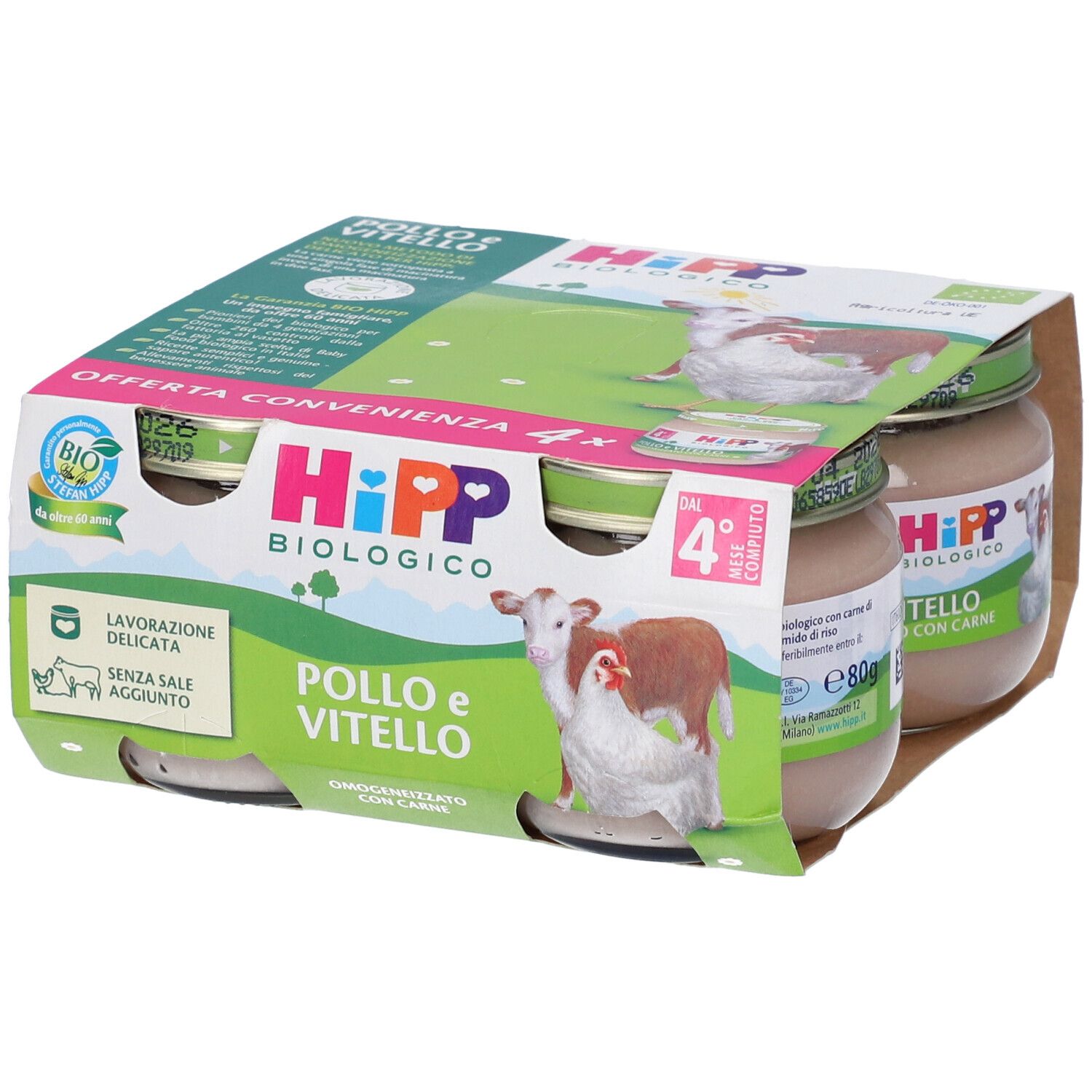 Hipp Bio Omogeneizzato Pollo Vitello 4m+ 320 g Pappa